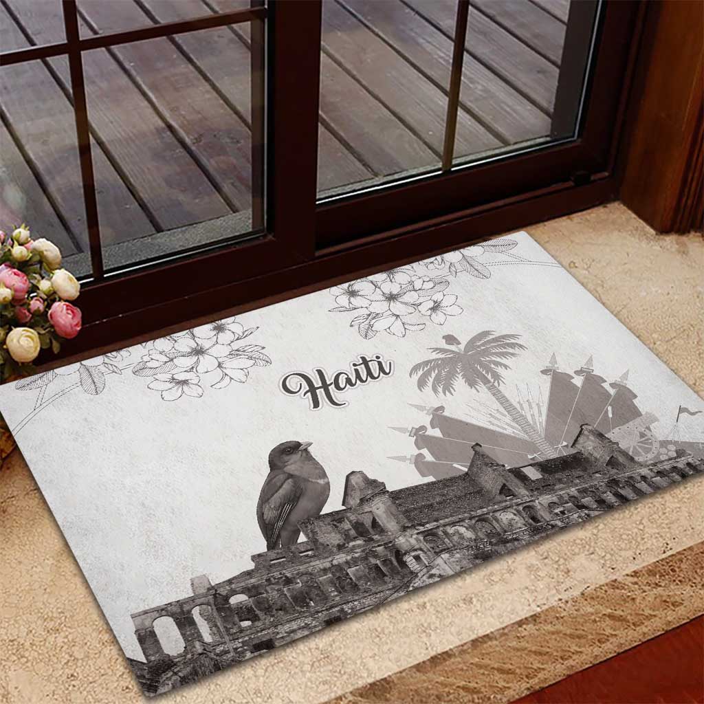 Afro-Haitians Citadelle Laferriere Rubber Doormat Hispaniolan Trogon and Plumeria - African Pride