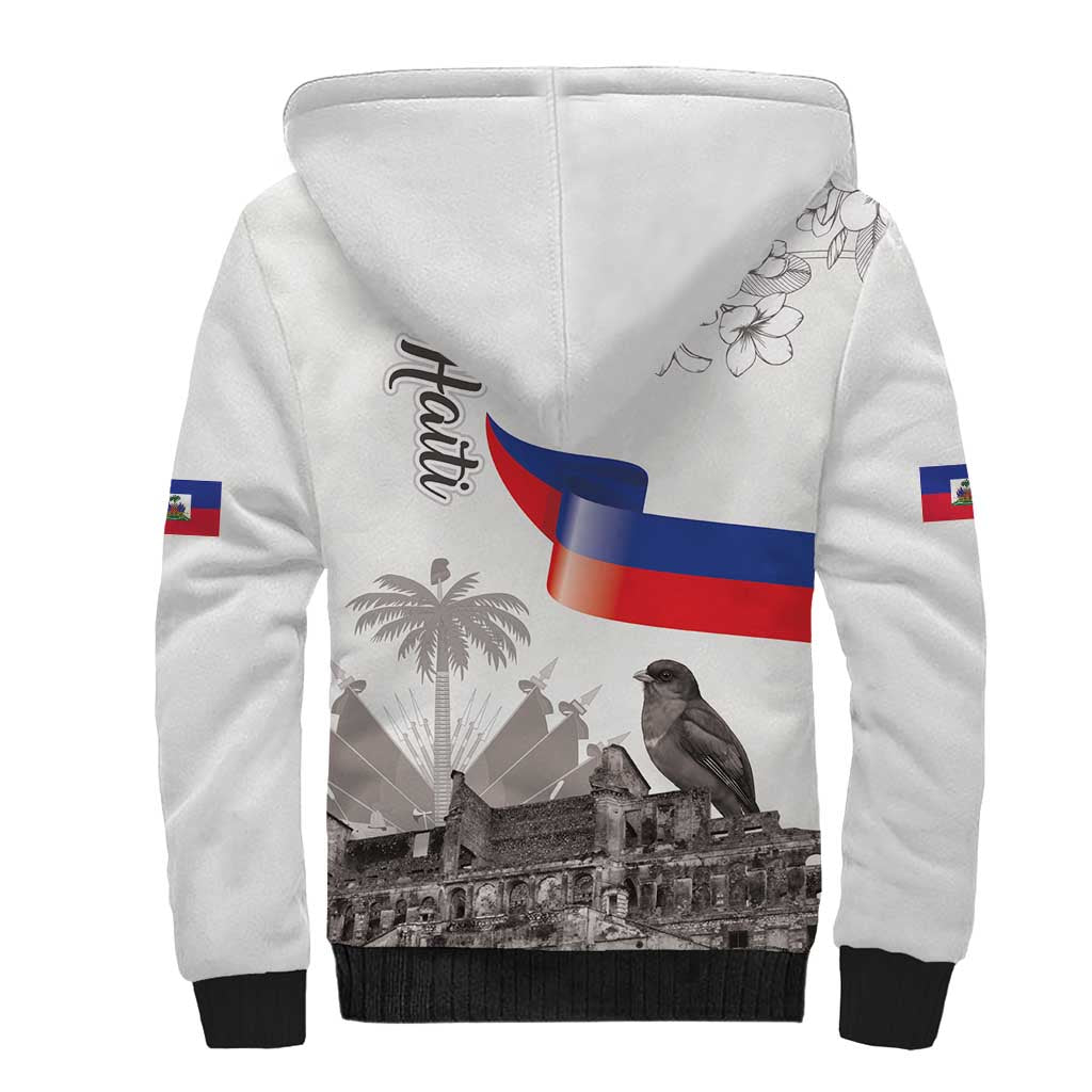 Afro-Haitians Citadelle Laferriere Sherpa Hoodie Hispaniolan Trogon and Plumeria - African Pride