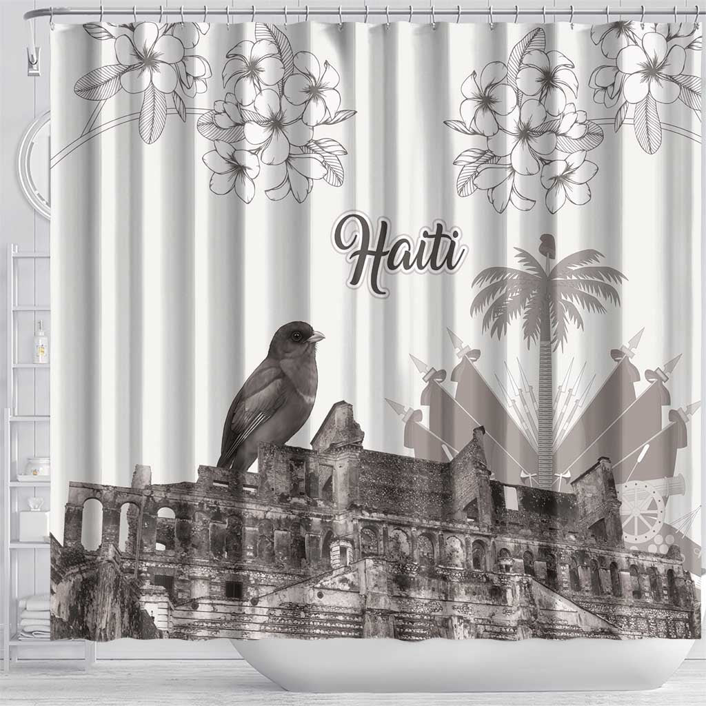 Afro-Haitians Citadelle Laferriere Shower Curtain Hispaniolan Trogon and Plumeria - African Pride