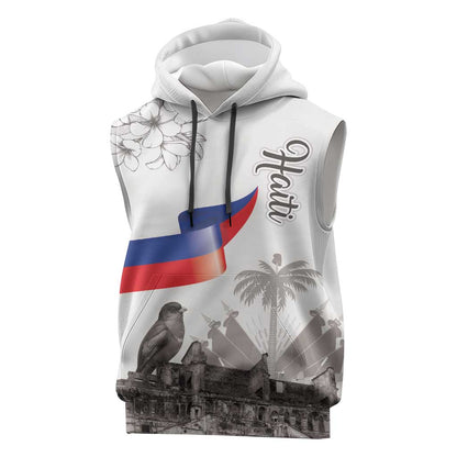 Afro-Haitians Citadelle Laferriere Sleeveless Hoodie Hispaniolan Trogon and Plumeria - African Pride
