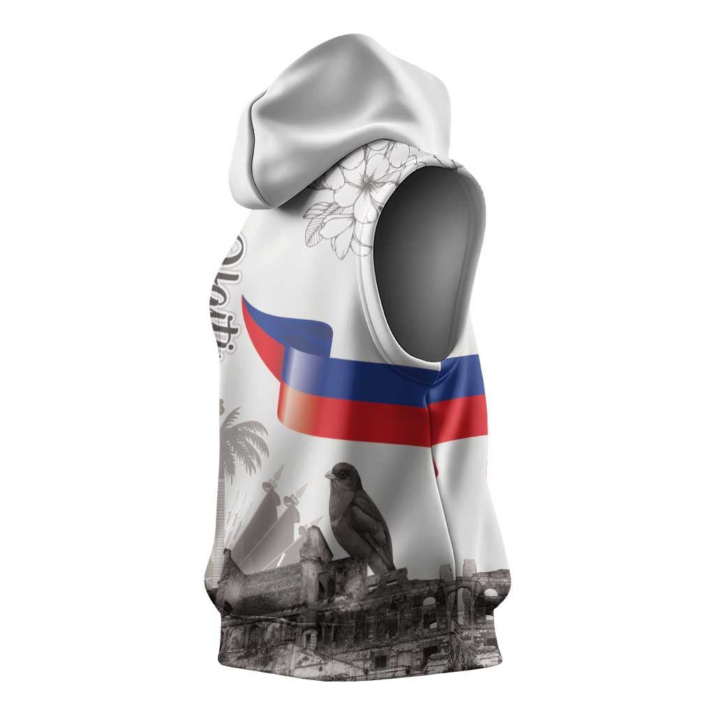 Afro-Haitians Citadelle Laferriere Sleeveless Hoodie Hispaniolan Trogon and Plumeria - African Pride