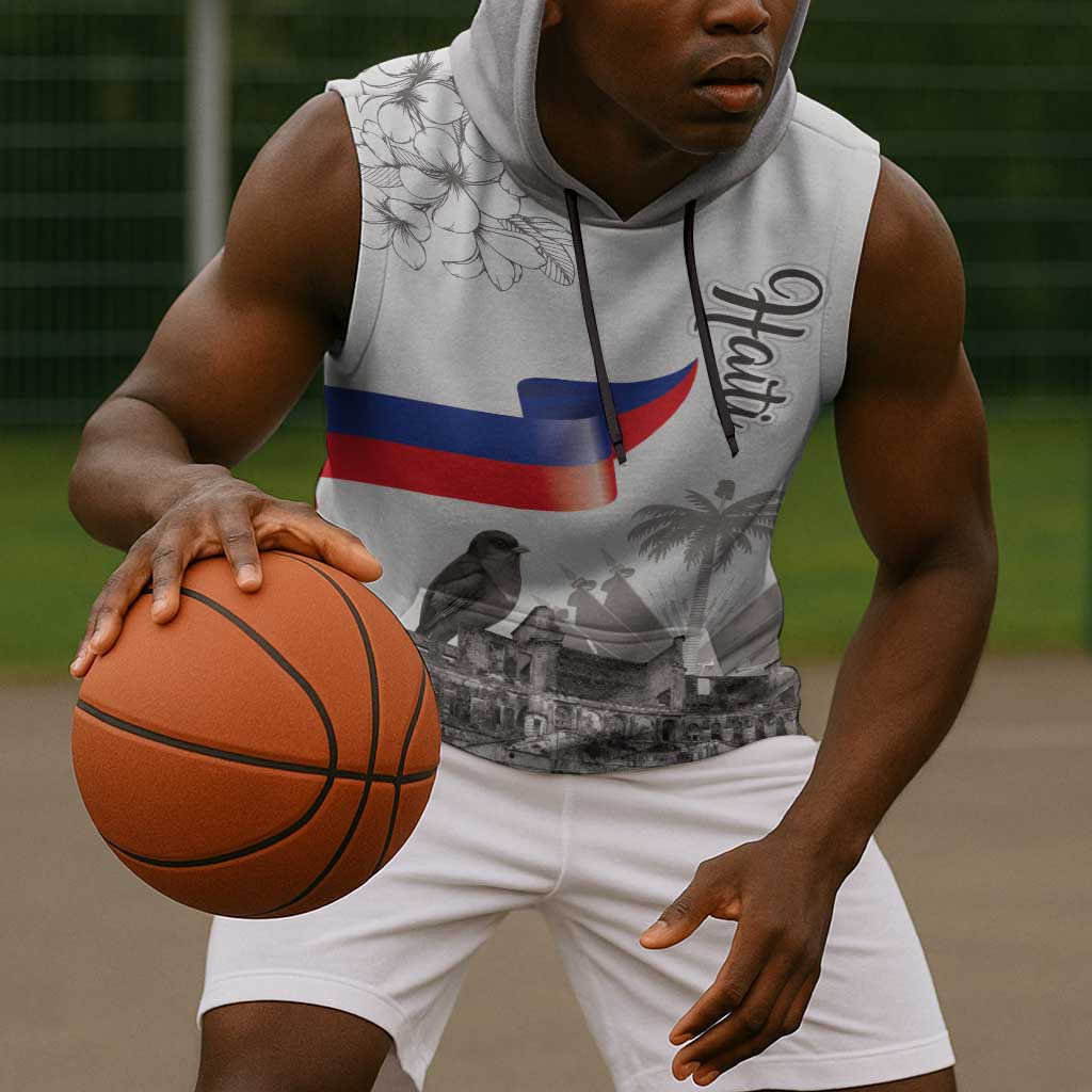 Afro-Haitians Citadelle Laferriere Sleeveless Hoodie Hispaniolan Trogon and Plumeria - African Pride