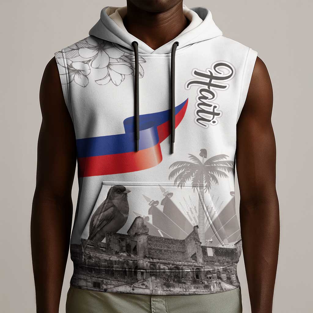Afro-Haitians Citadelle Laferriere Sleeveless Hoodie Hispaniolan Trogon and Plumeria - African Pride