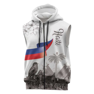 Afro-Haitians Citadelle Laferriere Sleeveless Zip Hoodie Hispaniolan Trogon and Plumeria - African Pride