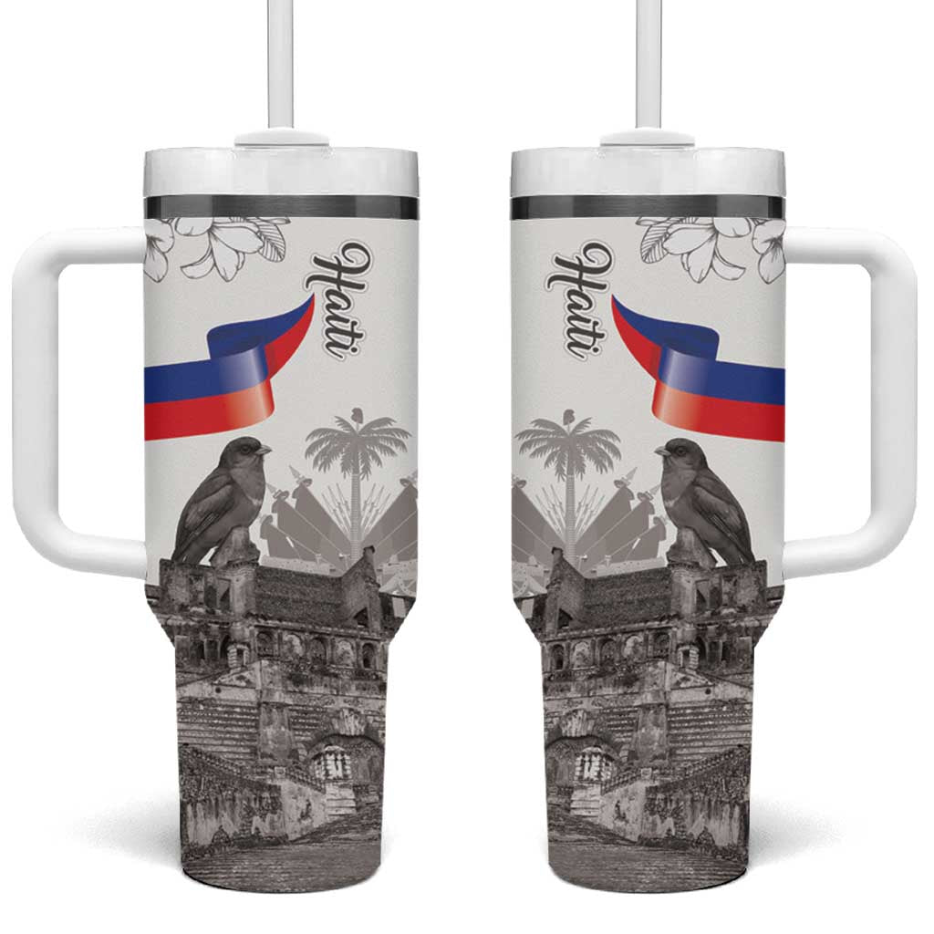 Afro-Haitians Citadelle Laferriere Tumbler With Handle Hispaniolan Trogon and Plumeria - African Pride