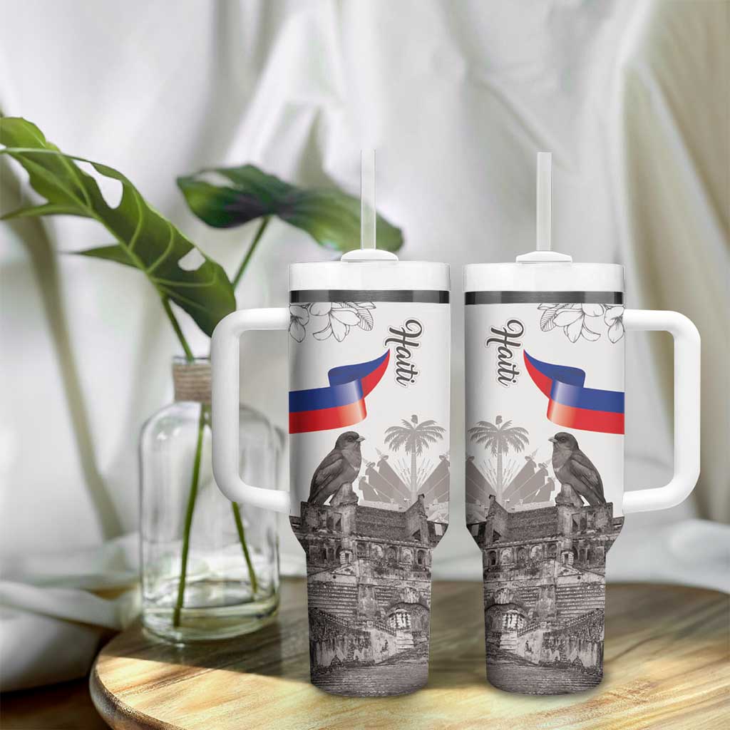 Afro-Haitians Citadelle Laferriere Tumbler With Handle Hispaniolan Trogon and Plumeria - African Pride