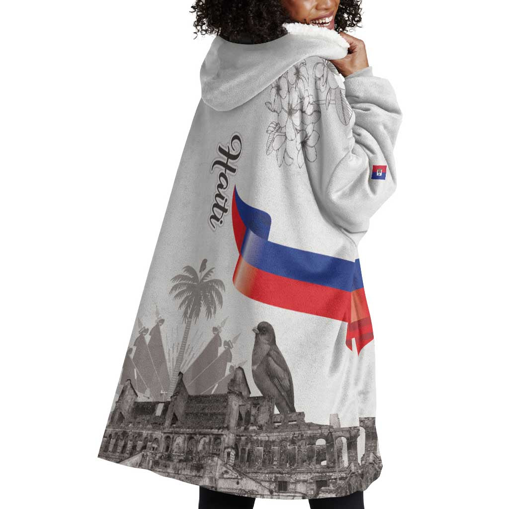 Afro-Haitians Citadelle Laferriere Wearable Blanket Hoodie Hispaniolan Trogon and Plumeria - African Pride