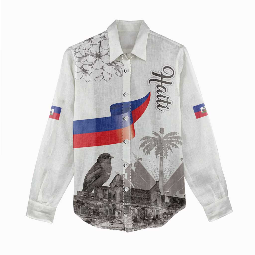 Afro-Haitians Citadelle Laferriere Women Casual Shirt Hispaniolan Trogon and Plumeria - African Pride
