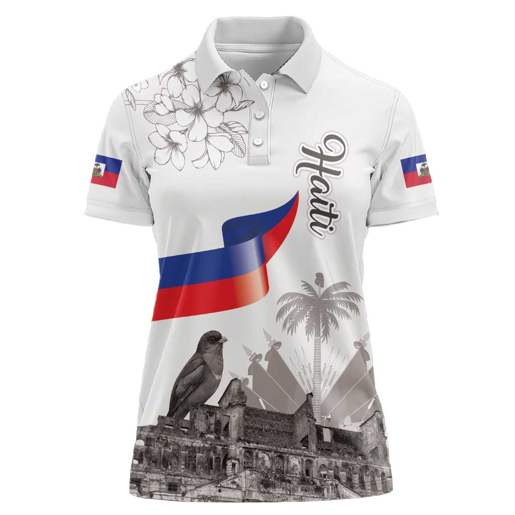 Afro-Haitians Citadelle Laferriere Women Polo Shirt Hispaniolan Trogon and Plumeria LT19