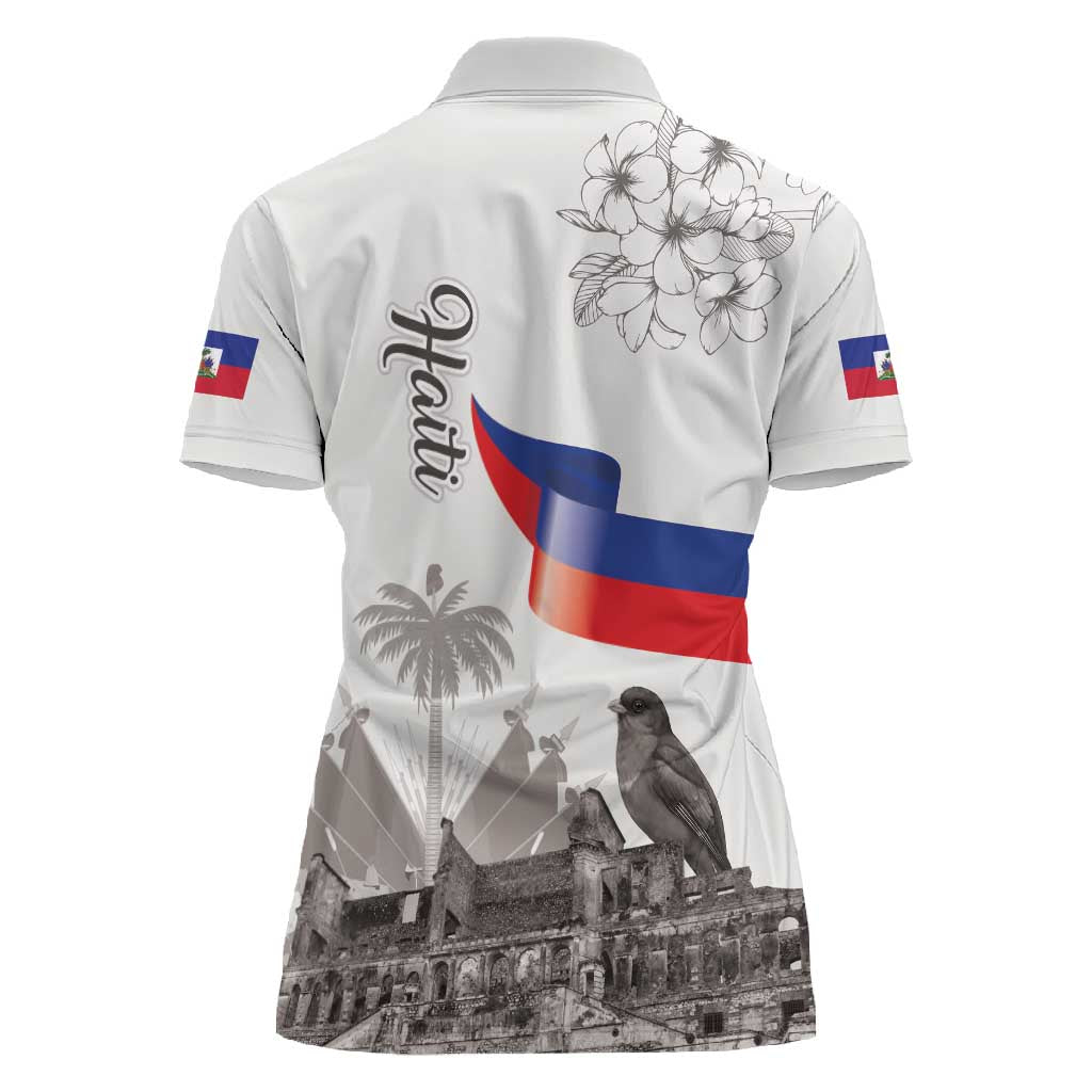 Afro-Haitians Citadelle Laferriere Women Polo Shirt Hispaniolan Trogon and Plumeria LT19