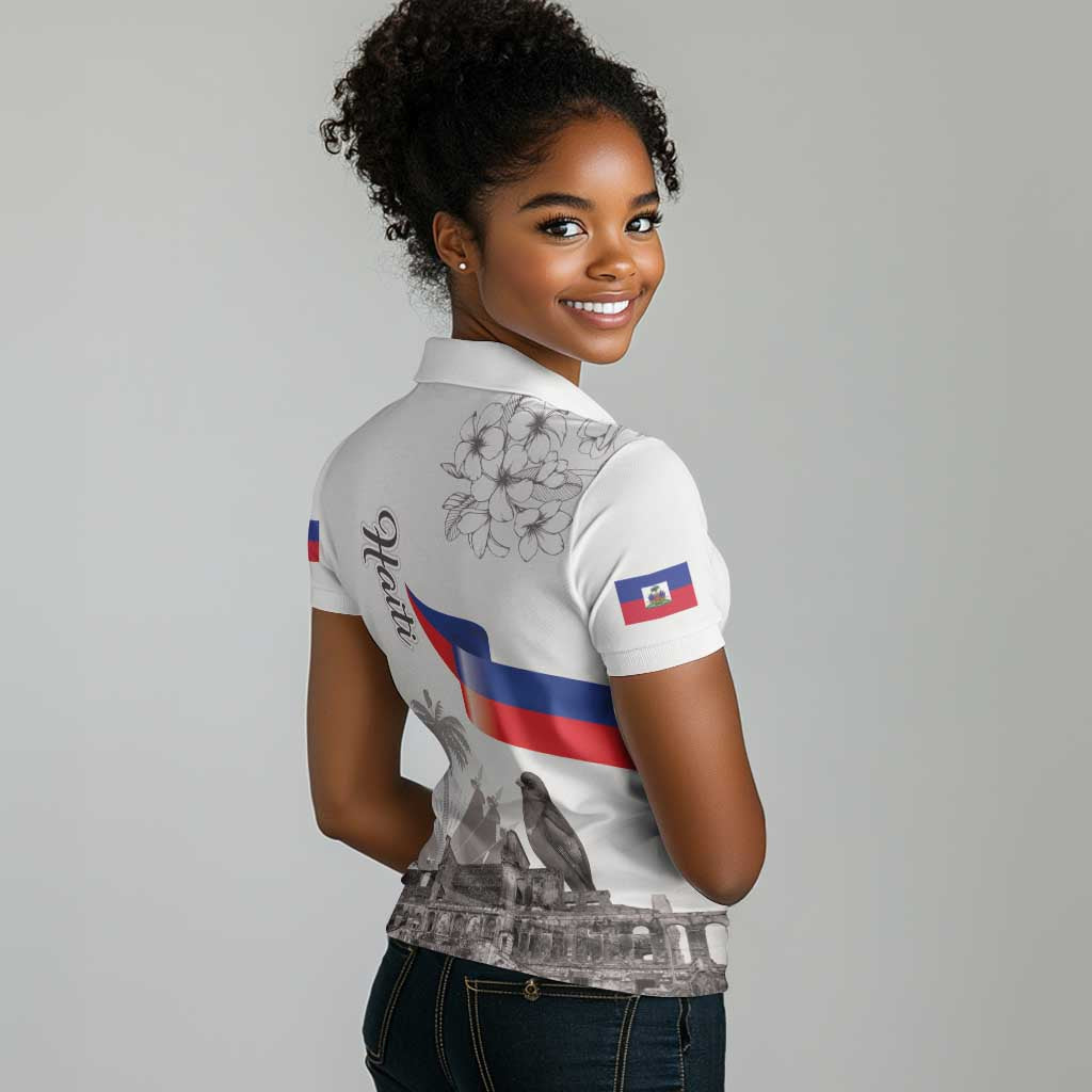 Afro-Haitians Citadelle Laferriere Women Polo Shirt Hispaniolan Trogon and Plumeria LT19