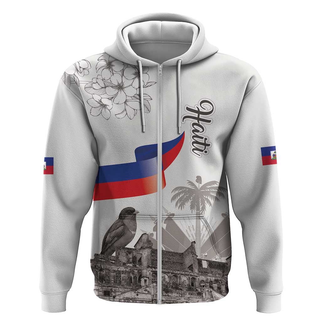 Afro-Haitians Citadelle Laferriere Zip Hoodie Hispaniolan Trogon and Plumeria - African Pride