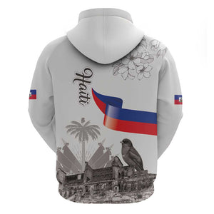 Afro-Haitians Citadelle Laferriere Zip Hoodie Hispaniolan Trogon and Plumeria - African Pride