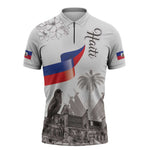 Afro-Haitians Citadelle Laferriere Zipper Polo Shirt Hispaniolan Trogon and Plumeria