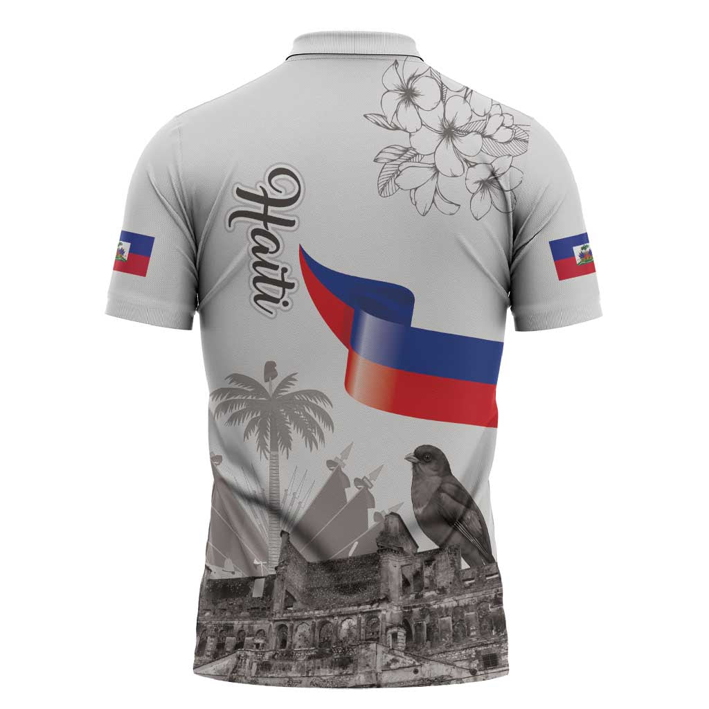 Afro-Haitians Citadelle Laferriere Zipper Polo Shirt Hispaniolan Trogon and Plumeria
