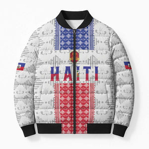 Custom Afro-Haitians Football Bomber Puffer Jacket National Flag Design