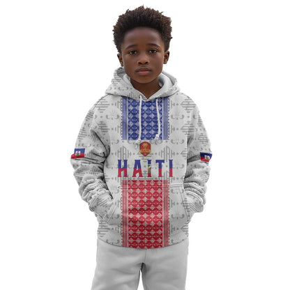 Custom Afro-Haitians Football Kid Hoodie National Flag Design - African Pride