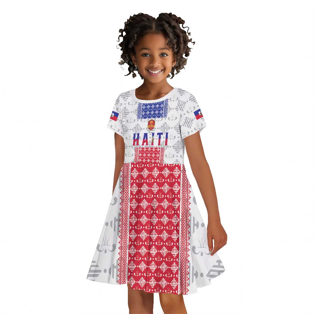 Custom Afro-Haitians Football Kid Short Sleeve Dress National Flag Design LT19
