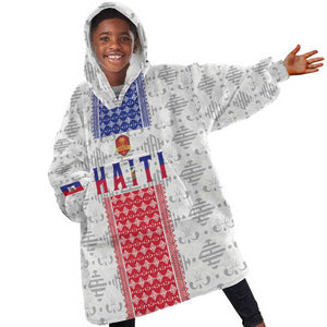 Custom Afro-Haitians Football Kid Wearable Blanket Hoodie National Flag Design - African Pride