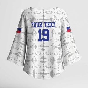 Custom Afro-Haitians Football Kimono Sleeve Blouse National Flag Design