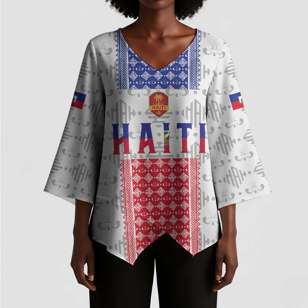 Custom Afro-Haitians Football Kimono Sleeve Blouse National Flag Design