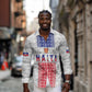 Custom Afro-Haitians Football Long Sleeve Button Shirt National Flag Design - African Pride