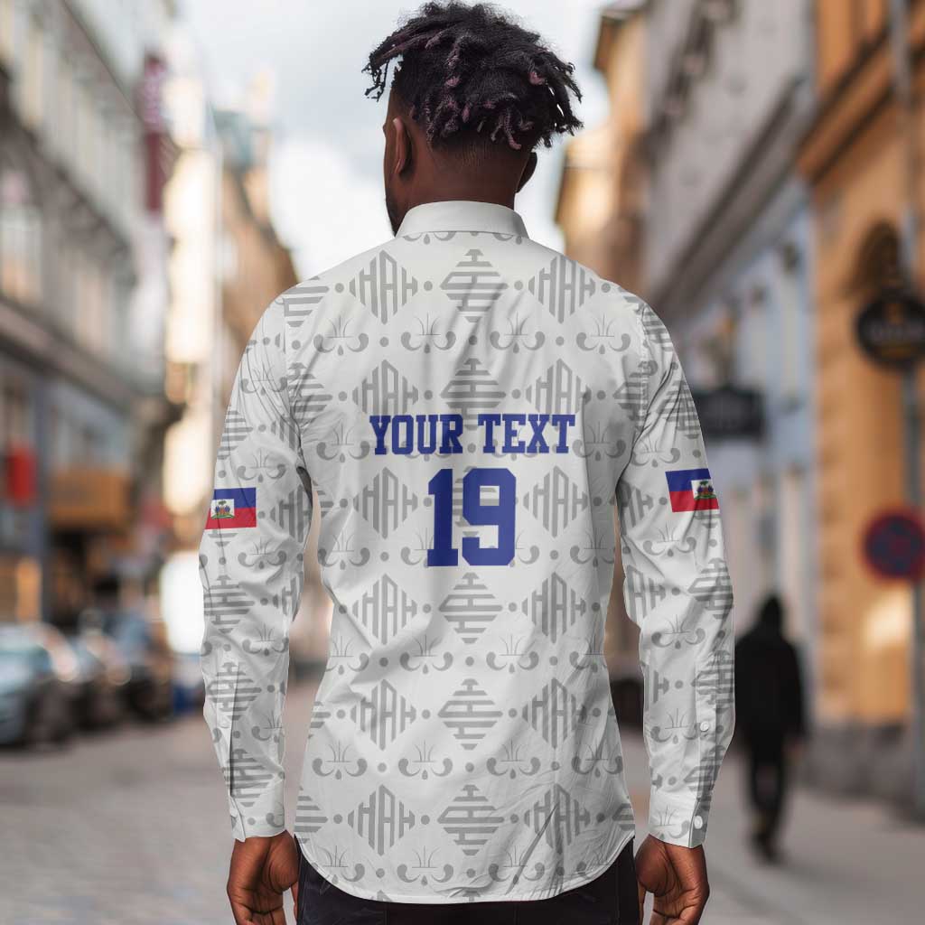 Custom Afro-Haitians Football Long Sleeve Button Shirt National Flag Design - African Pride