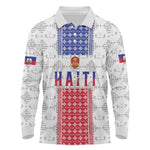 Custom Afro-Haitians Football Long Sleeve Polo Shirt National Flag Design - African Pride