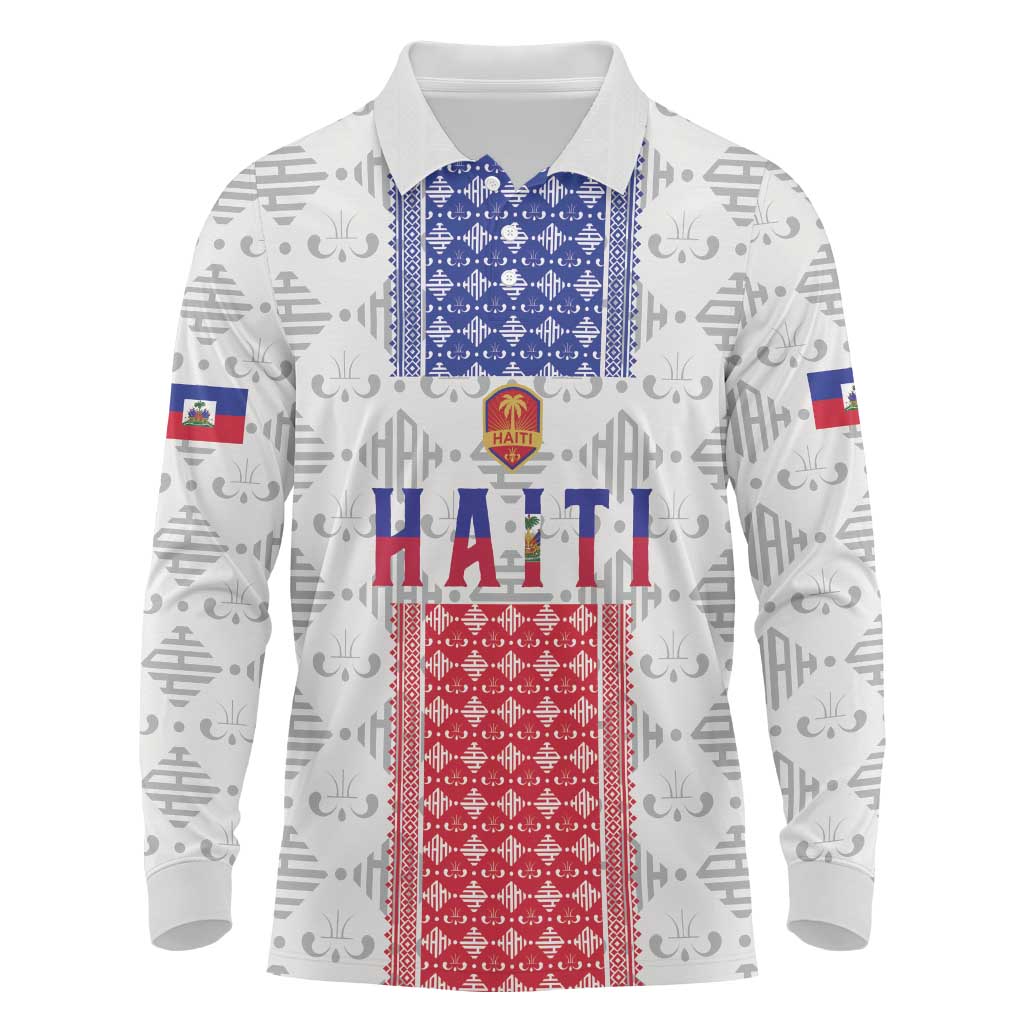 Custom Afro-Haitians Football Long Sleeve Polo Shirt National Flag Design - African Pride