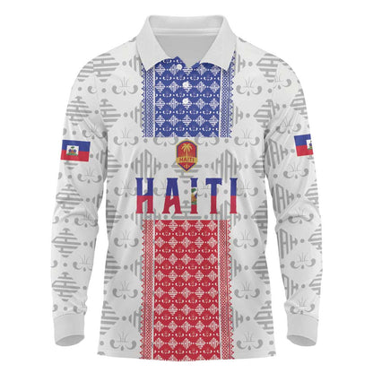 Custom Afro-Haitians Football Long Sleeve Polo Shirt National Flag Design - African Pride
