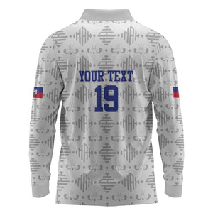 Custom Afro-Haitians Football Long Sleeve Polo Shirt National Flag Design - African Pride