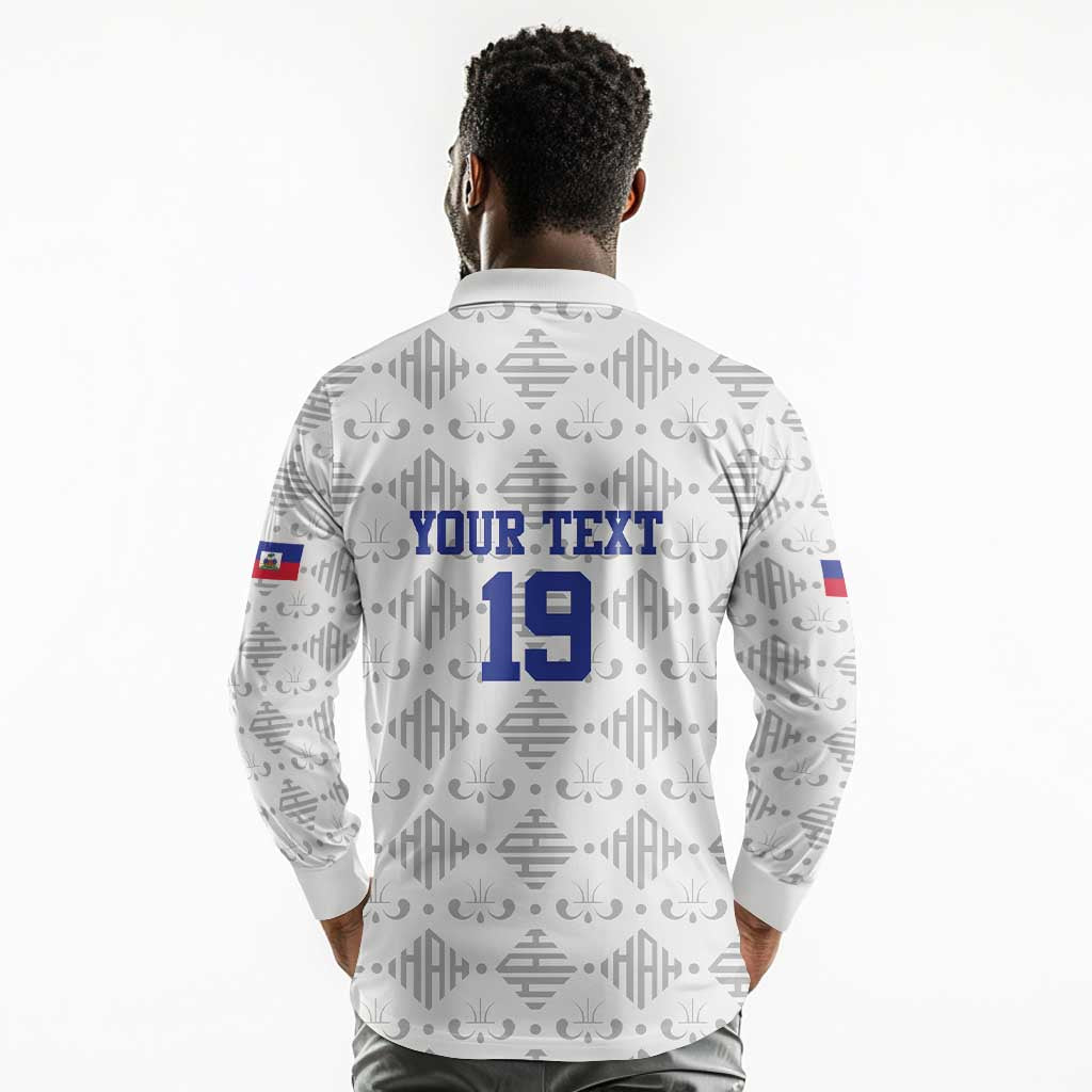 Custom Afro-Haitians Football Long Sleeve Polo Shirt National Flag Design - African Pride