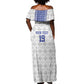 Custom Afro-Haitians Football Off Shoulder Maxi Dress National Flag Design - African Pride
