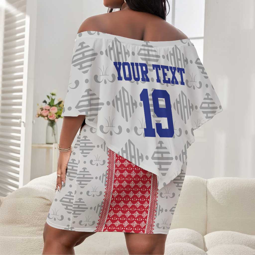 Custom Afro-Haitians Football Off Shoulder Short Dress National Flag Design - African Pride