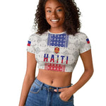 Custom Afro-Haitians Football Raglan Cropped T shirt National Flag Design LT19