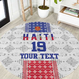 Custom Afro-Haitians Football Round Carpet National Flag Design - African Pride