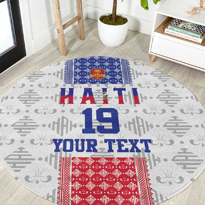 Custom Afro-Haitians Football Round Carpet National Flag Design - African Pride