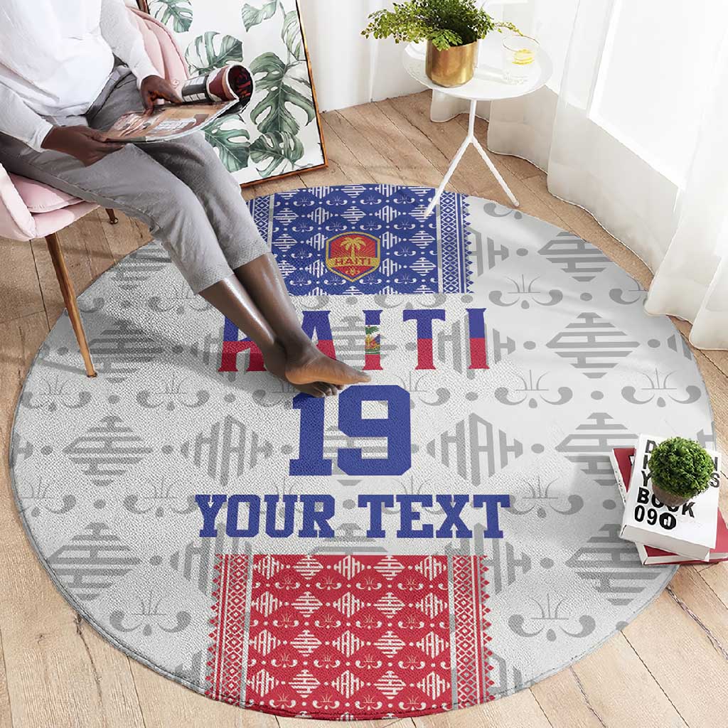 Custom Afro-Haitians Football Round Carpet National Flag Design - African Pride