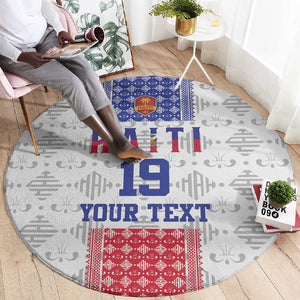 Custom Afro-Haitians Football Round Carpet National Flag Design - African Pride