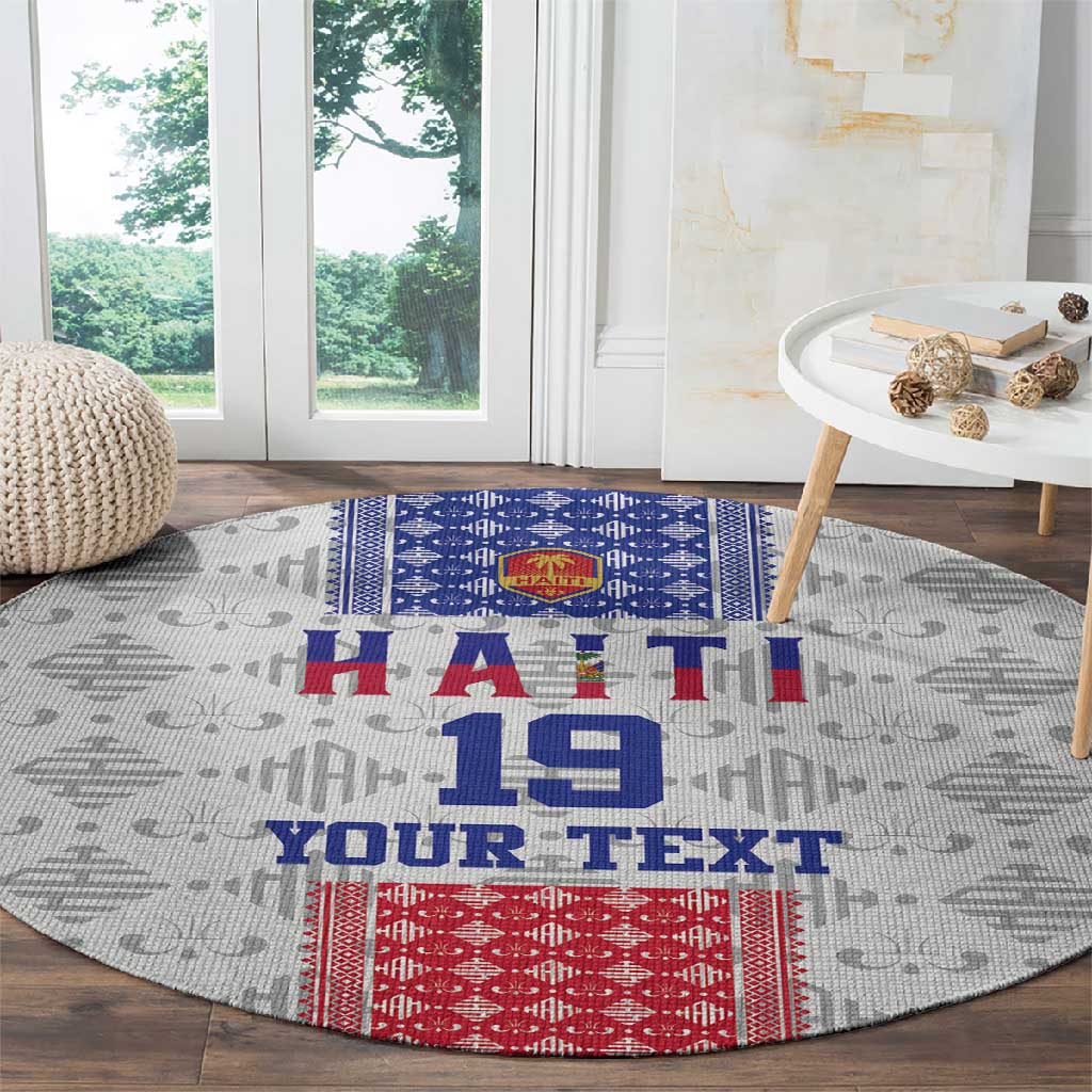 Custom Afro-Haitians Football Round Carpet National Flag Design - African Pride