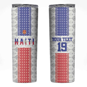 Custom Afro-Haitians Football Skinny Tumbler National Flag Design - African Pride