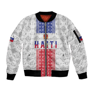 Custom Afro-Haitians Football Sleeve Zip Bomber Jacket National Flag Design - African Pride