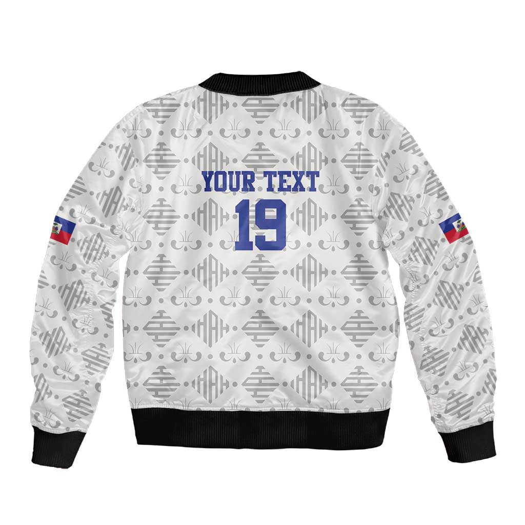 Custom Afro-Haitians Football Sleeve Zip Bomber Jacket National Flag Design - African Pride