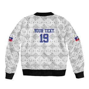 Custom Afro-Haitians Football Sleeve Zip Bomber Jacket National Flag Design - African Pride
