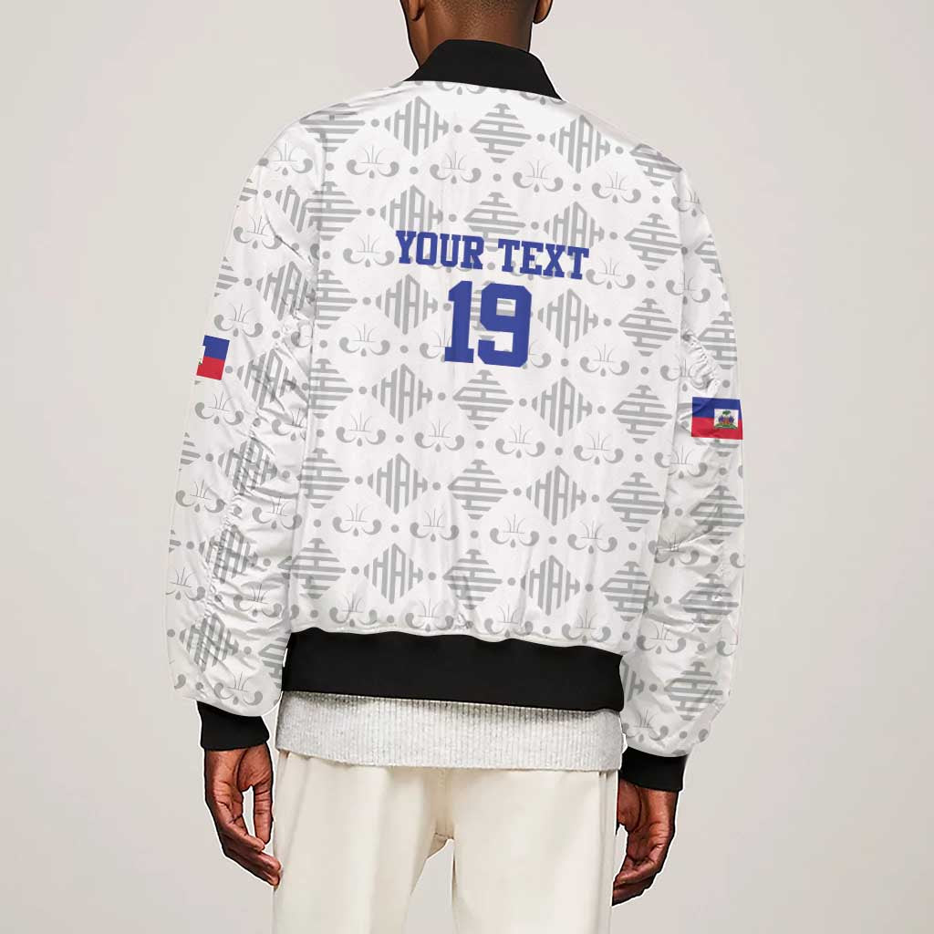 Custom Afro-Haitians Football Sleeve Zip Bomber Jacket National Flag Design - African Pride