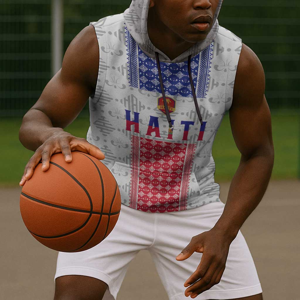 Custom Afro-Haitians Football Sleeveless Hoodie National Flag Design - African Pride