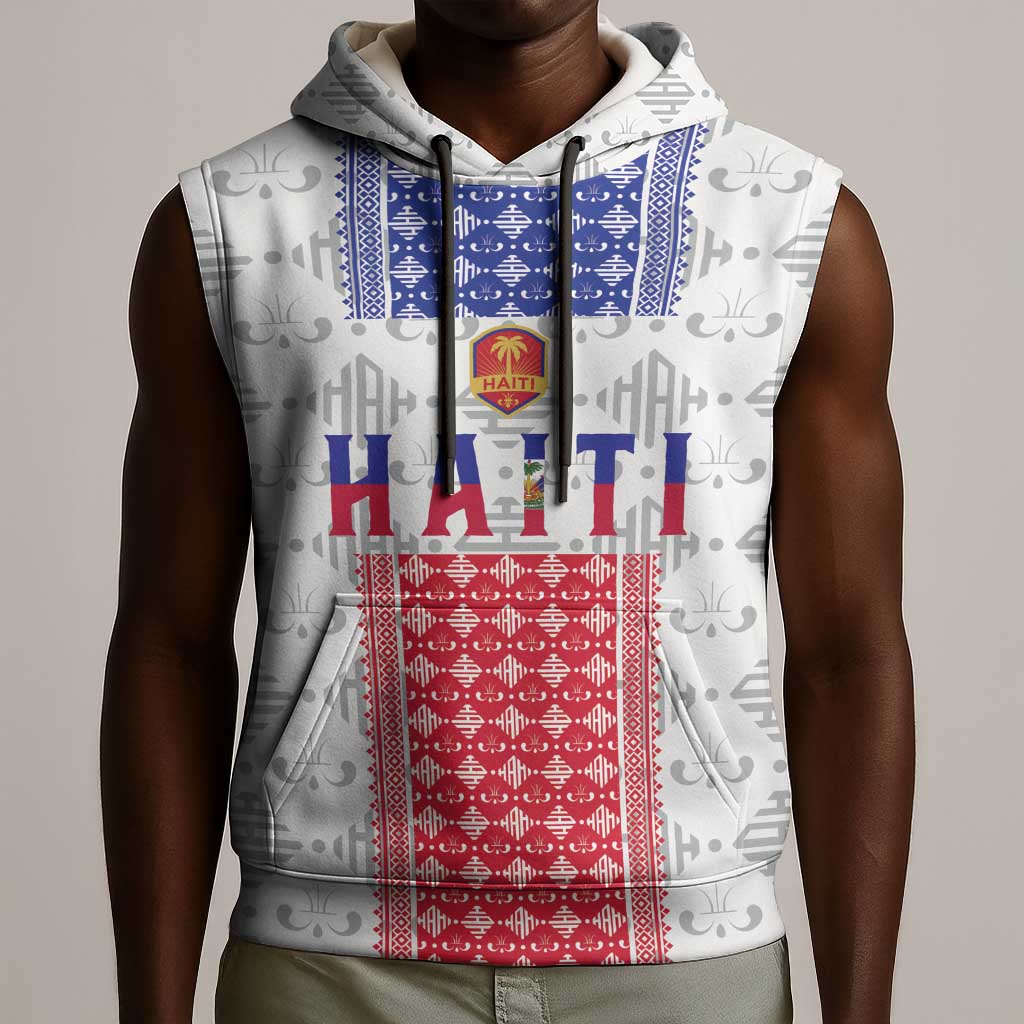 Custom Afro-Haitians Football Sleeveless Hoodie National Flag Design - African Pride