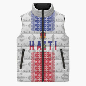 Custom Afro-Haitians Football Sleeveless Puffer Jacket National Flag Design