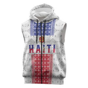 Custom Afro-Haitians Football Sleeveless Zip Hoodie National Flag Design - African Pride