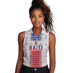 Custom Afro-Haitians Football Women Sleeveless Polo Shirt National Flag Design - African Pride